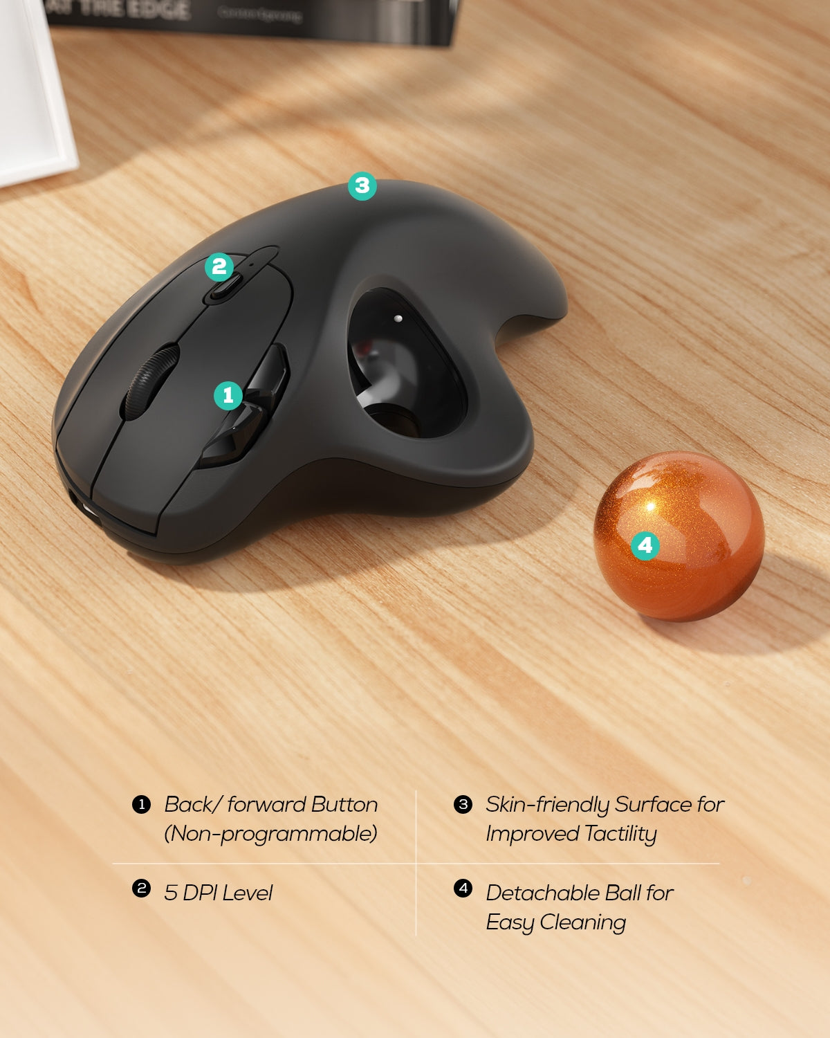Collection of Nulea M501 Wireless Trackball Mouse in a gallery layout